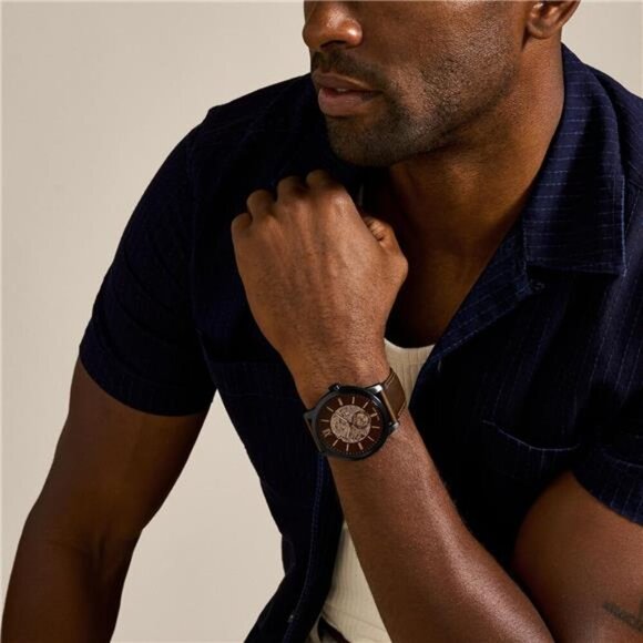 Men's Automatic Watch with Mechanical Movement and Skeleton Dial - Picture 4 of 5